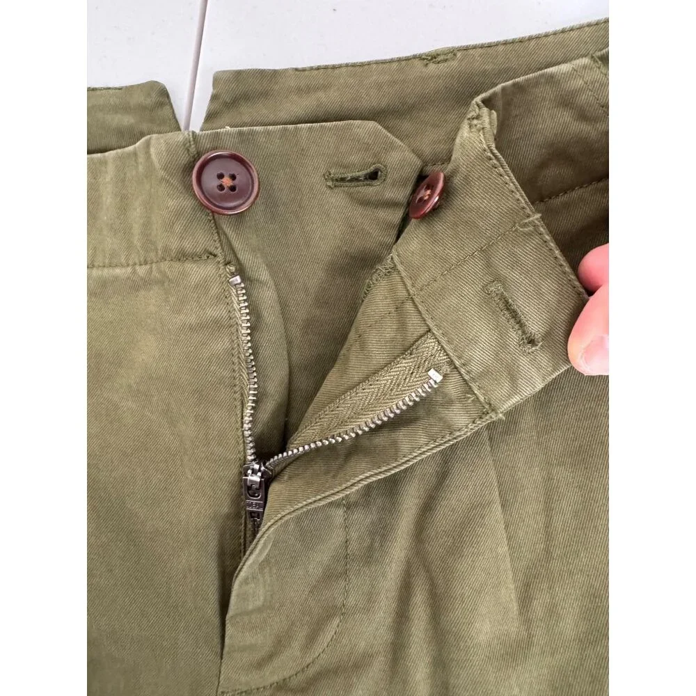 Alex Mill High waist Pleated Chino Pants Olive preppy 90s sz 2 - Picture 10 of 10